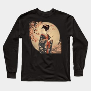 Elegant Geisha - Japanese Art and Culture Inspired Design Long Sleeve T-Shirt